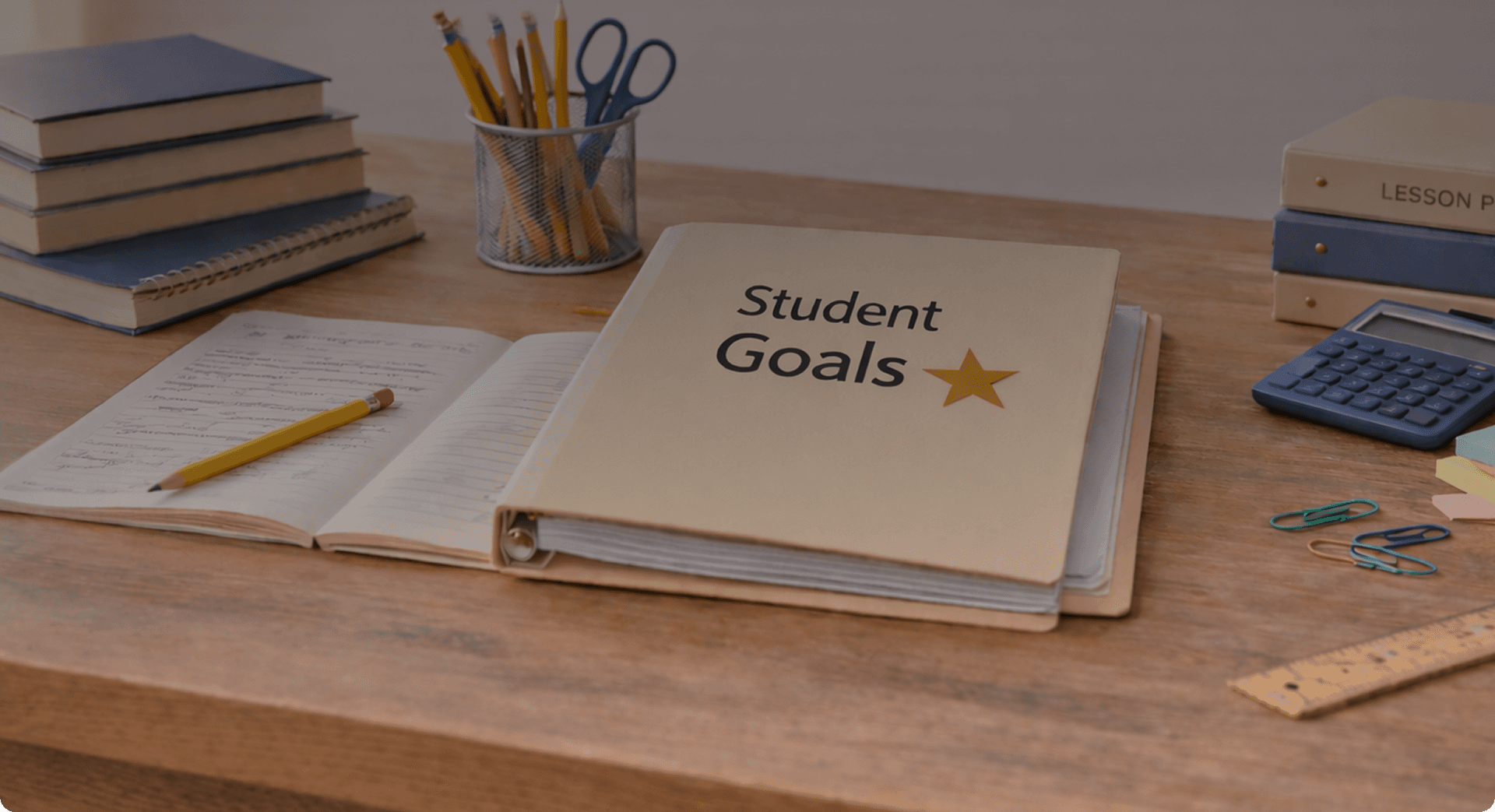 Study desk with books